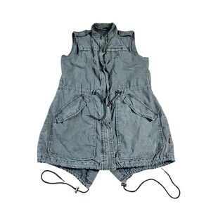 Levi Strauss Womens Utility Vest Denim Jacket Size S Army Green Outdoors Travel